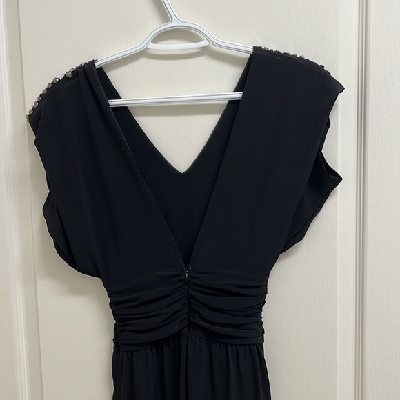 Guess Jumpsuit w/ Deep V Shoulder Embellished Ruched Waist | Size XS Black - Picture 5 of 7
